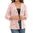 thumbnail image 2 of Posijego Women's Lace Cardigan Plus Size 3/4 Sleeve Open Front Lightweight Casual Jacket Outerwear for Women, 2 of 4