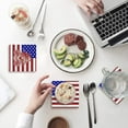 thumbnail image 1 of FMSHPON Independence Day American Flag Set of 6 Coaster for Drinks, Absorbent Ceramic Stone Coasters Cup Mat with Cork Base for Home Kitchen Room Coffee Table Bar Decor, 1 of 4