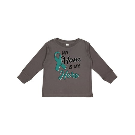 

Inktastic My Mom is my Hero- Ovarian Cancer Awareness Boys or Girls Long Sleeve Toddler T-Shirt