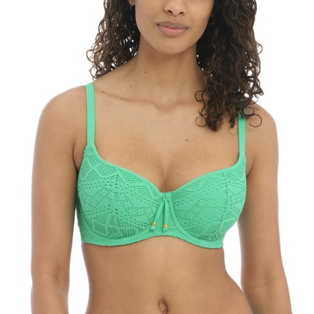 

Freya Sundance Crochet Sweetheart Padded Underwire Bikini Top (3970) 32GG Jade