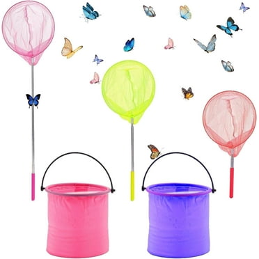 DEWEL 5-Pack Telescopic Butterfly Fishing Nets for Kids, 34-Inch Extendable with Insect Cage Outdoor Toys for 4-6 8-12 Years