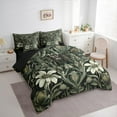 thumbnail image 3 of Manfei Spooky Spider Twin Bedding Sets 7-Piece,Rustic Flower Leaves Bedding Comforter Set,Green Black Sheet Sets For Boys Teens,Microfiber Bedroom Decor Reversible, 3 of 8