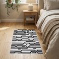thumbnail image 3 of ODIKA 2'x3' Washable Throw Rug Black White Corridor Alfombras Para Habitacion Interlocking Stripes with Abstract for Hallway, Study Room, Non-Slip Low Profile, Flatwoven, 3 of 7