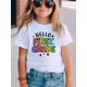 thumbnail image 1 of Girl's Cotton T-shirt Hello, First Grade Letter Print And Star Pattern Print Comfortable And Casual Round Neck Short Sleeved, 1 of 6