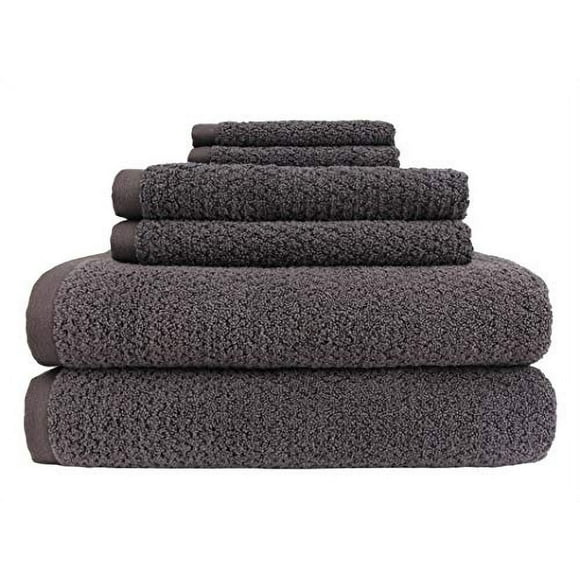 Everplush Diamond Jacquard 6 Piece Bath Towel Set, Charcoal