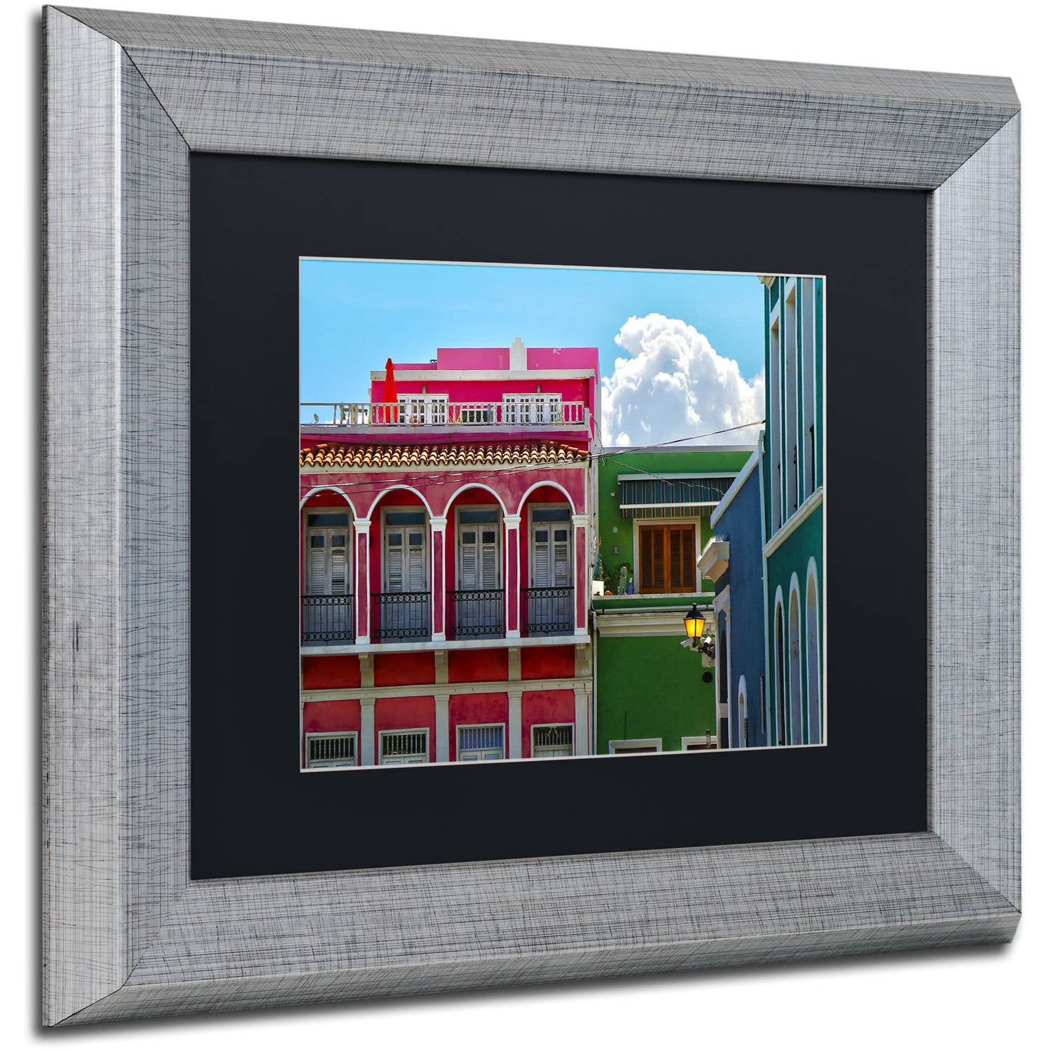 Trademark Fine Art "Old San Juan 10" Canvas Art by CATeyes, Black Matte, Silver Frame