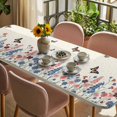 thumbnail image 3 of Beige Spring Floral Butterfly Table Cloths for 8 Foot Rectangle Tables, Farmhouse Flowers Botanical Patio Waterproof Elastic Fitted Tablecloths, Washable Rectangular Table Cover for Camping, 3 of 8