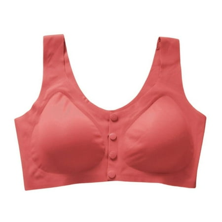 

Monfince Nursing Bra for Breastfeeding Maternity Sleep Front Closure Bras for Women Flower Line Wireless Vest Bra Red L