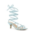 thumbnail image 1 of BLISSFUL STEP Sandales à Petits Talons à Brides et à Lacets pour Femmes Bleu Pâle (Taille 8), 1 of 7