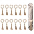 thumbnail image 1 of 12PCS Natural Wooden Beads Napkin Rings with Tassels Napkin Holders, 1 of 5