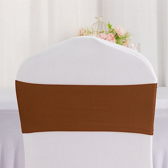BalsaCircle 5 Spandex Chair Sashes Wedding Decorations Cinnamon Brown