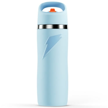 Gatorade Overtime Stainless Steel Blue Straw Cap Metal Water Bottle, 22 oz, 1 Count