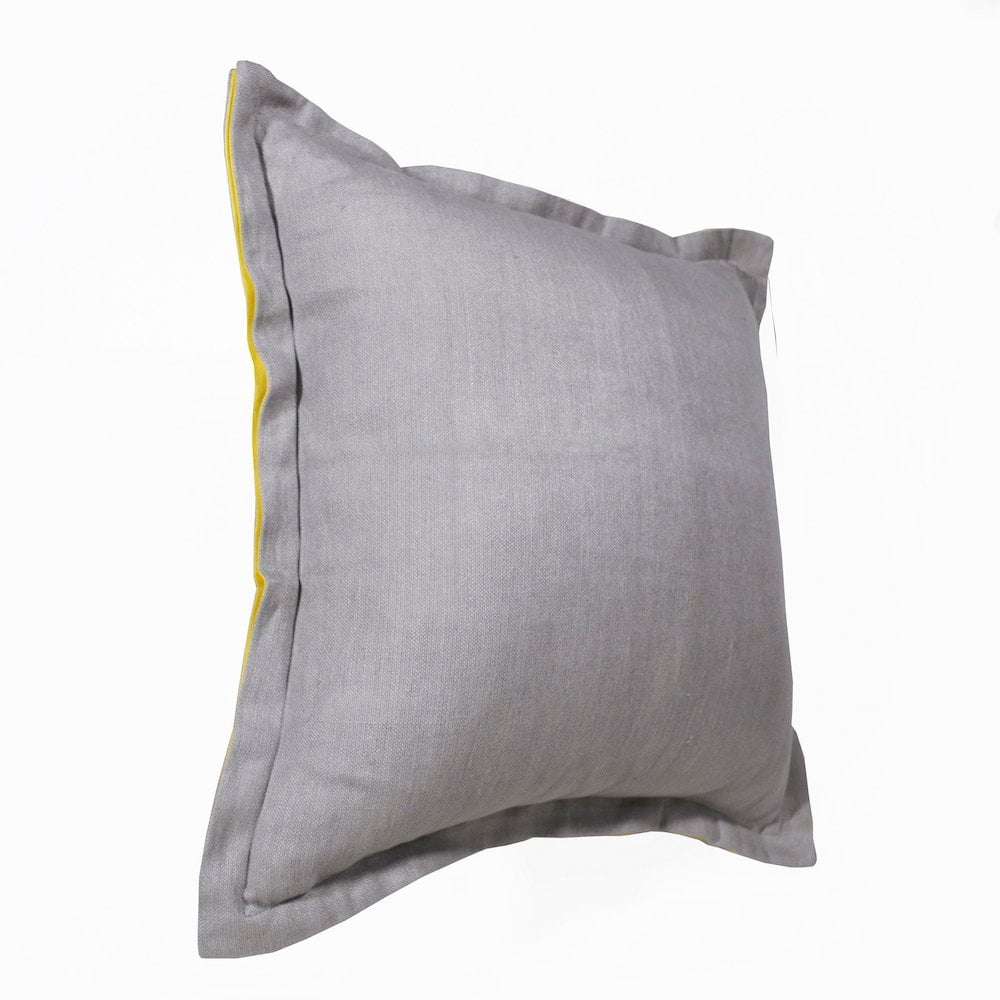 LR Home Estate Linen Poly Filled Pillow in Gray/Yellow, 20" x 20"