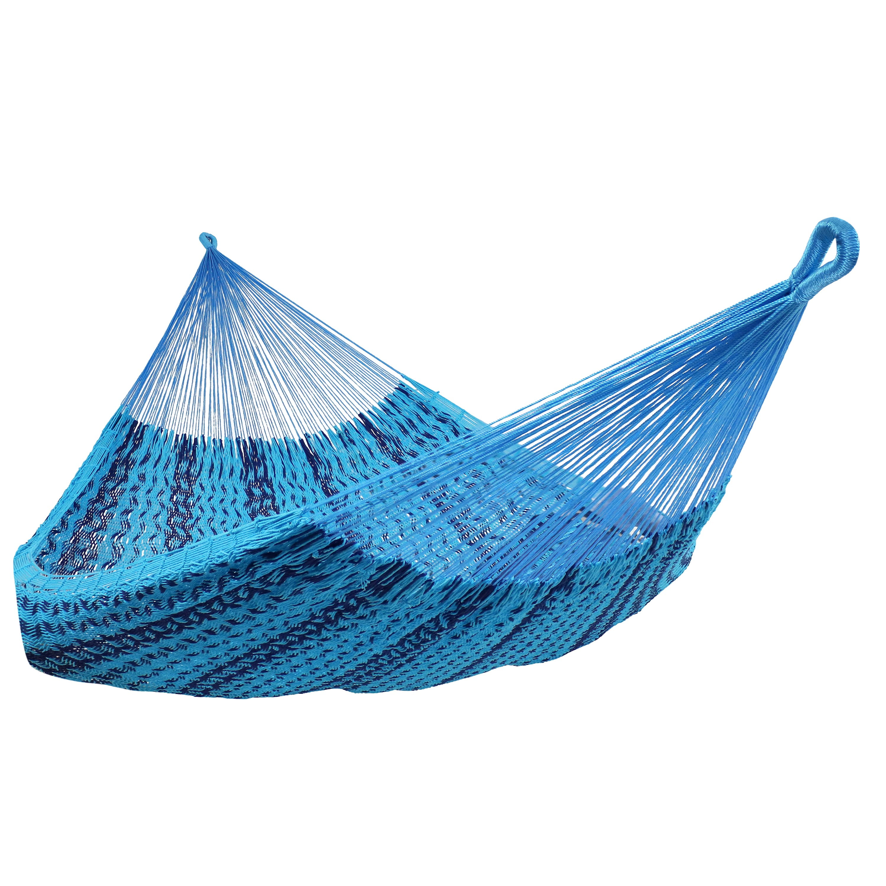 Sunnydaze Heavy-Duty Handwoven XXL Mayan Family Hammock with Thick Cord -  880 lb Weight Capacity - Blue