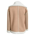 thumbnail image 6 of Womens Suede Jacket Warm Shearling Sherpa-Lined Lapel Jackets Khaki M, 6 of 6