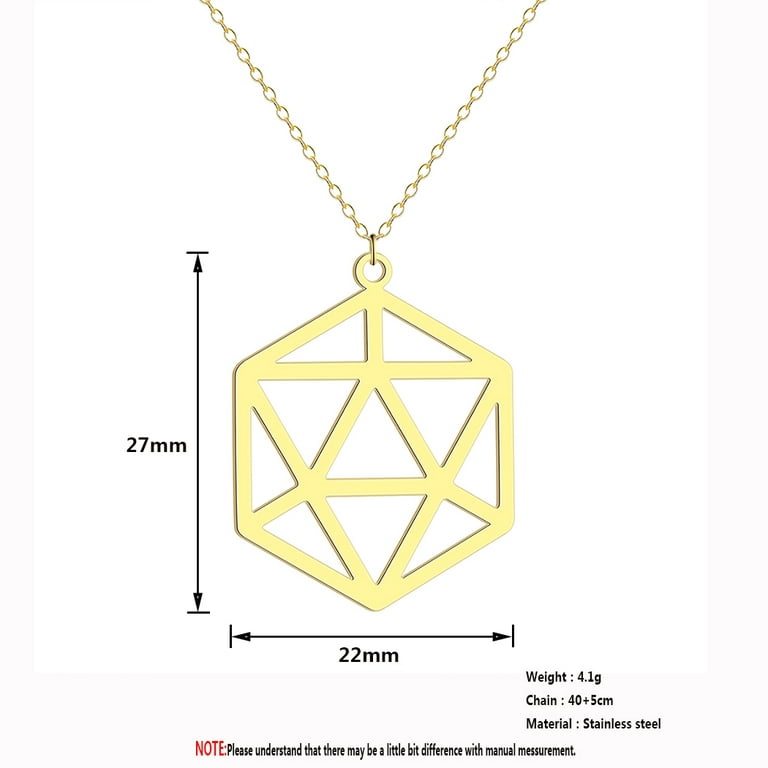 Stainless Steel Geometric Dice Necklace D20 Necklace Polyhedral Dice Charm  Necklace Dice Jewelry Dungeons and Dragons Necklace 