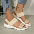 thumbnail image 5 of HomeDM Womens Flat Walking Sandals Open Toe Thick Cushion Comfy Casual Low Wedge Summer Beach Sandals, Beige Size 5.5, 5 of 9