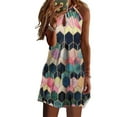 thumbnail image 1 of mmirethe Robe Courte Décontractée Imprimée Sans Manches Esthétique Élégante Mignonne Robe de Plage Vacances Club Vêtements d'Été Géométrique S, 1 of 6