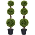 thumbnail image 1 of HOMCOM Set of 2 Decorative Artificial Plants Boxwood in Pots, 45.3 Inch, 1 of 10