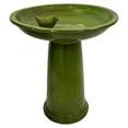 thumbnail image 3 of Esschert Design USA  Ceramic Bird Bath on Pedestal with Bird, Green, 3 of 7
