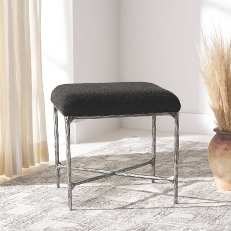 SAFAVIEH Couture Mandy Modern Boucle Ottoman, Black
