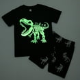 thumbnail image 3 of WIBACKER 2-8Y Boys Glow in Dark Pajamas Sets Cotton Dinosaur 2-Piece Summer Sleepwear for Kids, 3 of 5