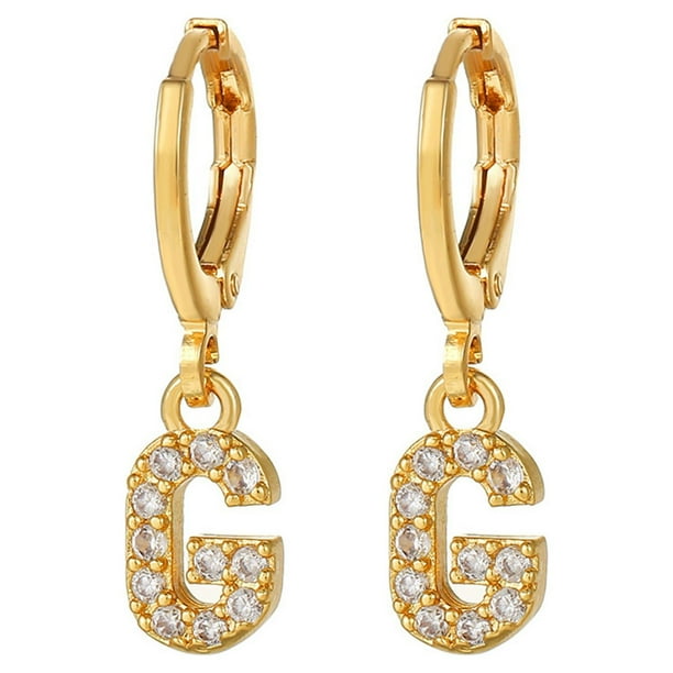 WILLBEST Aretes De Mujer De Acero Inoxidable Con 26 Iniciales, Aretes Con 26 Letras Del Alfabeto De La A A La Z, Aretes Dorados Con 26 Iniciales Del Alfabeto, Aretes Ligeros Para Mujeres Y Niñas.