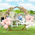thumbnail image 2 of Outsunny 7FT Wedding Arch, Heptagon Wooden Arch for Ceremony, Brown, 2 of 10