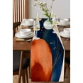 thumbnail image 4 of Ldtrchee Navy Blue Burnt Orange Table Runner 72 Inches, Boho Artwork Geometric Modern Bed Runner Dresser Scarves Tabletop for Indoor Outdoor Parties/Ceremony/Banquet, 18" x 72", 4 of 8