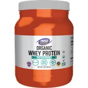 NOW Sports Nutrition, Certified Organic Whey Protein 19g, Unflavored Powder, 1-Pound