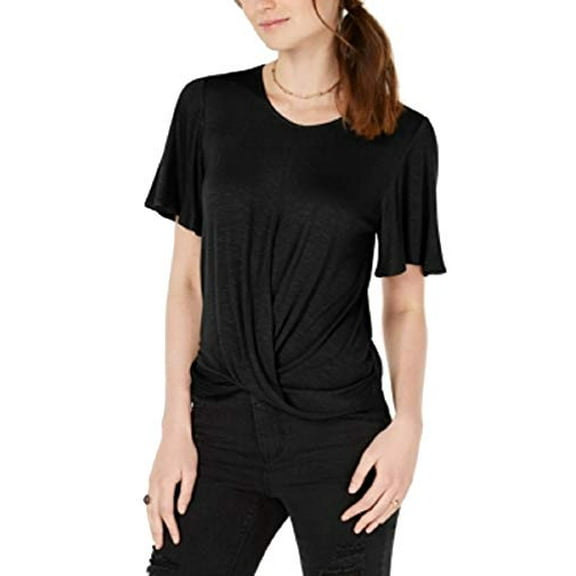 American Rag Juniors Twist-Front Top shirt MSRP $39 Black M