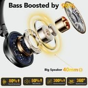 Hybrid Active Noise Cancelling Headphones -53dB, Bluetooth Headphones 5.4, 60H Playtime Wireless Earbuds, Bass Boosted by 90%, Clear Call, Comfort Fit Over Ear Headphones for Travel Home Office PC