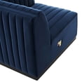 thumbnail image 5 of Modular Sofa Chair, Blue Navy, Velvet, French Living Lounge Cafe Lobby Hospitality Restaurant, Modern Contemporary Boutique HB33735, 5 of 6