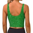 thumbnail image 4 of Picia Green Sparkling Shiny Sports Bra for Women,Padded Strappy Sports Bras Medium Support Yoga Bra with Removable Cups,Running Yoga Bra-Medium, 4 of 9