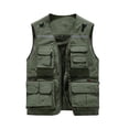 thumbnail image 2 of LEKWK Mens Utility Vest Sleeveless Multi Pocket Fishing Vest Lightweight Mesh Lined Outdoor Work Travel Photography Safari Casual Tops Shirts Army Green M, 2 of 4