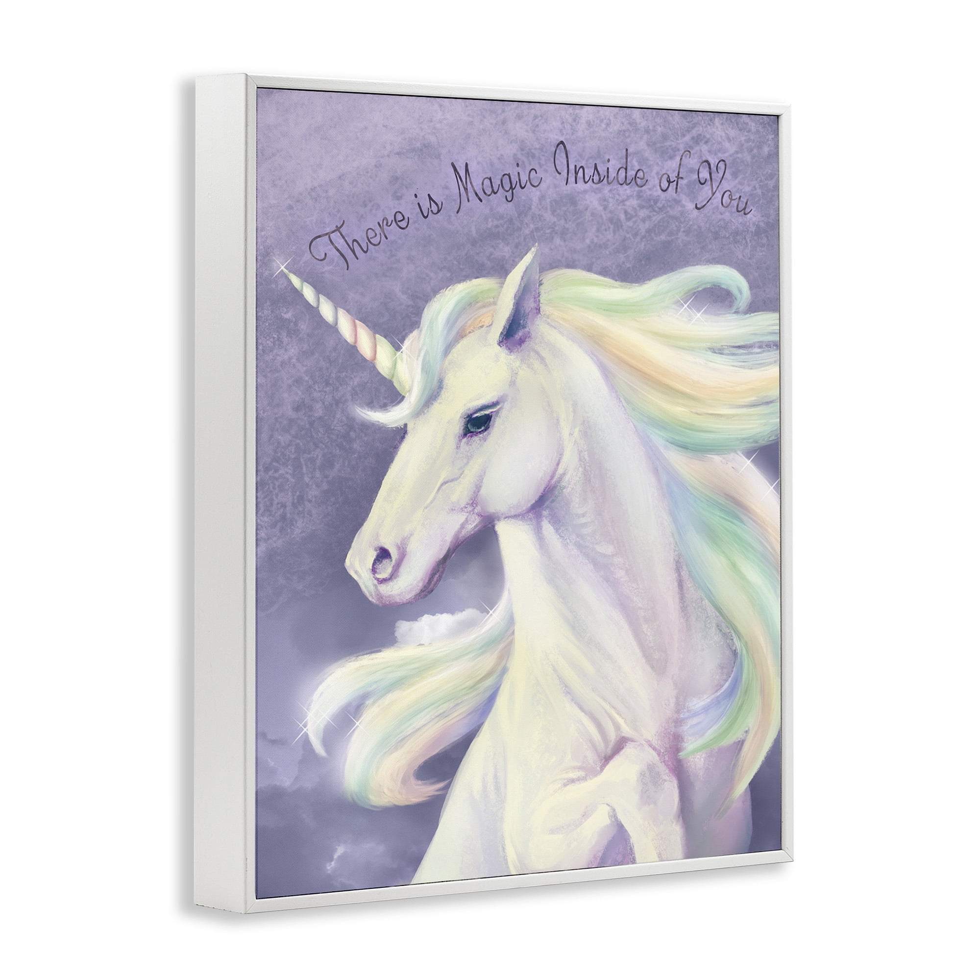 Stupell Industries Magic Inside Of You Inspirational Unicorn Inspirational Painting White Framed Art Print Wall Art, 11 x 14