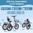 thumbnail image 3 of Lilypelle Electric Tricycle for Adults,Peak 1500W 48V Folding E-Mountain bike , 20" 6 Speed 3 Wheels Unisex Electric Bicycle with Front & Rear Basket, Removable 20AH Battery, LED light, 3 of 14