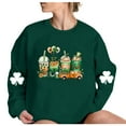thumbnail image 4 of Herrnalise Women's St. Patrick's Day Clover Printed Tops Irish Shamrock Sweatshirt Long Sleeve Slouchy Pullover Tops Gear up for greatness for less, 4 of 4