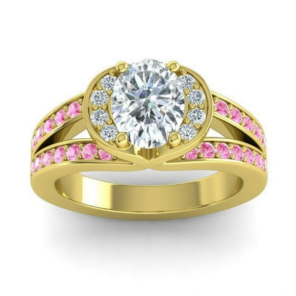 2.35 Ct Natural Diamond Pink Sapphire Gemstone Beautiful Engagement Ring for Women Solid 14K Yellow Gold Size 10 by Diamond-Capitals