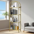 thumbnail image 3 of Memoryfield 4 Tier Arched Bookshelf, Industrial Open Back Bookcase, Modern Freestanding Display Shelving Unit Storage Rack with Metal Frame for Bedroom Living Room, White, 3 of 9