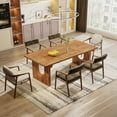 thumbnail image 6 of Tribesigns Modern Dining Table for 6 to 8 People, 71" Large Kitchen Dining Table with Wood Pedestal Base, Rectangular Long Dinner Table for Kitchen, Dining Room, Living Room, Rustic Brown, 6 of 7