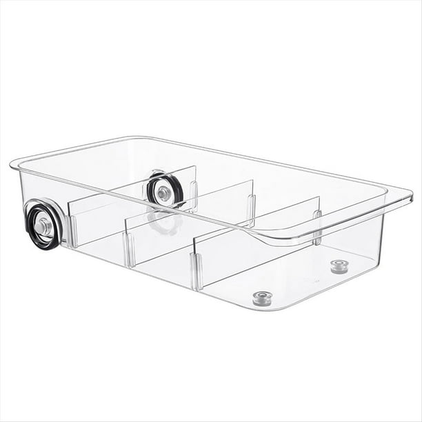 Contenedores Organizadores para Refrigerador con Ruedas,Cajones Enrollables Transparentes Que Organizan el Refrigerador con Divisores,Contenedores Almacenamiento PláStico Grueso