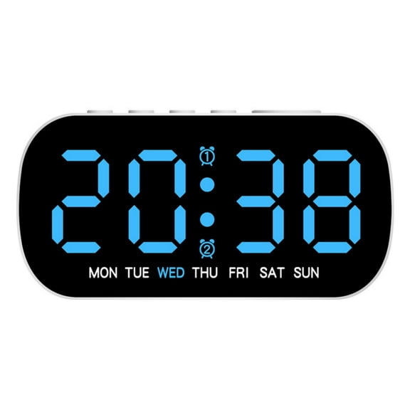 ARCADORA LED Alarm Clock White 5 Brightness Levels Dual Alarm Snooze Function for Bedroom Home Decor Plug-in