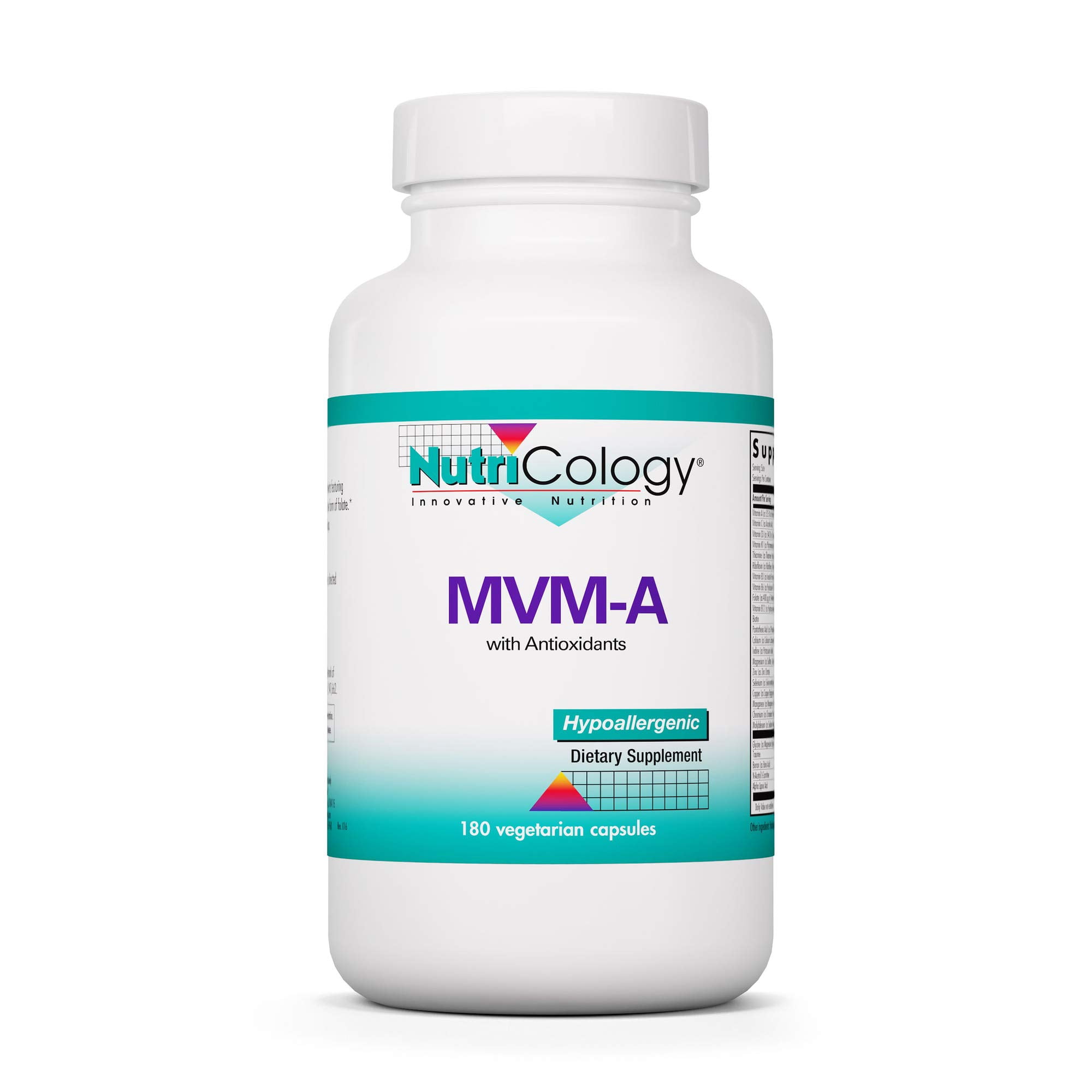 NutriCology MVM-A - Comprehensive Multivitamin Supplement with Minerals - Active B Vitamins, Folate, Iron & More - Antioxidant Activity & Overall Wellness Support - 90 Servings - 180 Capsules