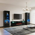 thumbnail image 2 of PLAUIN Fireplace TV Stand Set, 80" TV Stand & 2 LED High-Gloss Bookcases, 2 of 6