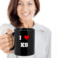 thumbnail image 2 of Kansas Mug, I Love Kansas KS Abbreviation USA States Ceramic Black Coffee Mug Tea Cup Gifts Mugs 11 oz, 2 of 2