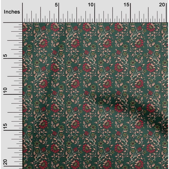oneOone Organic Cotton Poplin Twill Fabric Leaves & Floral Block Decor Fabric Printed BTY 42 Inch Wide