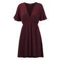 thumbnail image 2 of Made by Johnny Women's Airy Short Sleeve Kimono Style Deep V Neck Dress Top S-3XL Plus Size L WINE, 2 of 3
