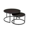thumbnail image 5 of CQSXDA Modern Faux Leather Nesting Round Coffee Table Set of 2 with Metal Base for Living Room Accent, Dark Brown, 5 of 6