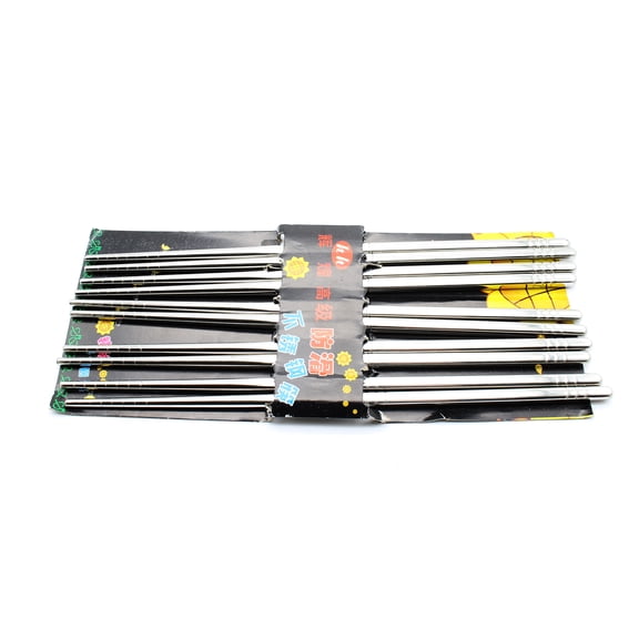 TMAX 5 Pairs Silver Smooth Stainless Steel Chopsticks, Reusable and Dishwasher Safe - Square Lightweight - Easy to Use and Clean (No Color Fading)